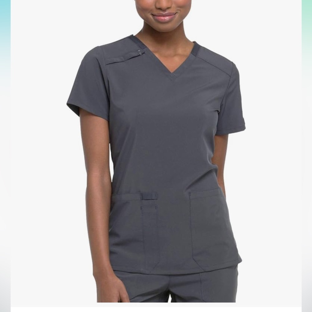 Dickies Gray V-Neck Scrub Top- EDS Essentials- Large